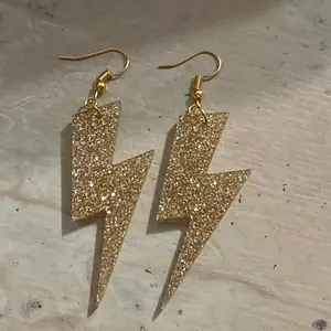 Gold Glitter Lightning Bolt Earrings
