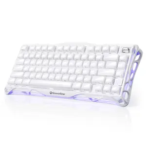 [New ARRIVAL]GravaStar Mercury K1 - Opaline White 75% White Wireless Creamy Keyboard, Aluminum Alloy Exoskeleton Design Mechanical Gaming Keyboard, Gasket Hot-Swap Socket, Linear Switches, RGB Backlit