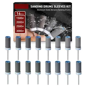 1500 2000 2500 3000 Grit Sanding Drums for Dremel Rotary Tool with 1/8" Shank, 16 count Sanding Rolls & Sticks Kit Bit Accessories Dry/Wet Abrasive Cylinders for /Metal Rust Removal/Jade Polishing