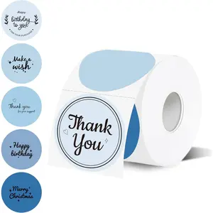 2 inch Round Thermal Label,Blue Circle Thermal Sticker Labels for Business and Home,Direct Thermal Printer Label for DIY Logo Design,Thanks Card,500 Labels/1 Roll