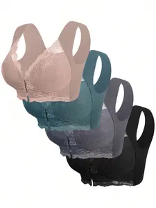 Elegant Women's Wireless Push-Up Bra Set, 4 Pieces, Comfortable Breathable, Perfect Fit, Casual Sports Wear, Women Workout Clothes, All Seasons, Workout Bras, Gym Sports Bra, Yoga Bra