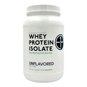 E1P Whey Protein Isolate 2lbs (32 Servings) Unflavored, Non-GMO, Cold-Processed, Non-Denatured, Third-Party Lab Tested. Made with Halal and Kosher Certified Ingredients.