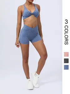 Women's Leopard Print Sports Bra & Shorts Set, Ladies Sportswear for Indoor Outdoor Wear