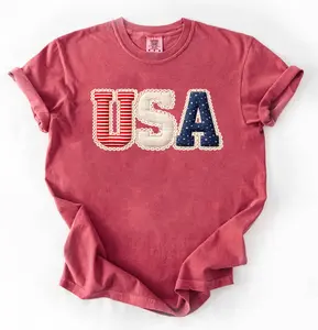 PREORDER: USA Faux Lace Graphic Tee, Crimson