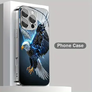 Lightning Eagle personalized pattern glass electroplated phone case with lens protection, suitable for iPhone 17 16 15 14 13 12 11 pro max