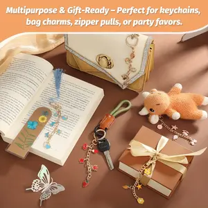 270pcs Lip Gloss Keychain Making Kit with Alphabet, Number, Heart & Flower Charms, Golden-Tone Hardware (Hooks, Jump Rings, Lobster Clasps, Chains) & Tools - Jewelry Craft Set for Christmas Gifts, Birthday Party Favors, Keychain - All-In-One Starter Beads
