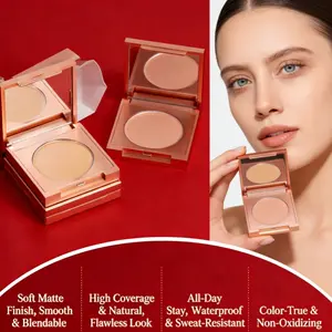 2 Soft Matte Concealer Palettes (1 Shade Each) & 1 Makeup Brush - Full Coverage, Crease-Proof & Waterproof! 3 Sec Blend, No Caking, Covers Dark Circles & Blemishes Instantly）