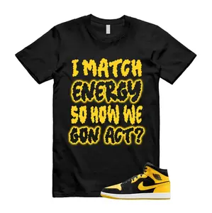 1 New Love Black Yellow 2025 T Shirt Match MATCH, Jordan 1 New Love Shirt, Black Yellow Shirt, Gildan 5000 Unisex Shirt, Casual Crew Neck Comfortable Tee, Menswear
