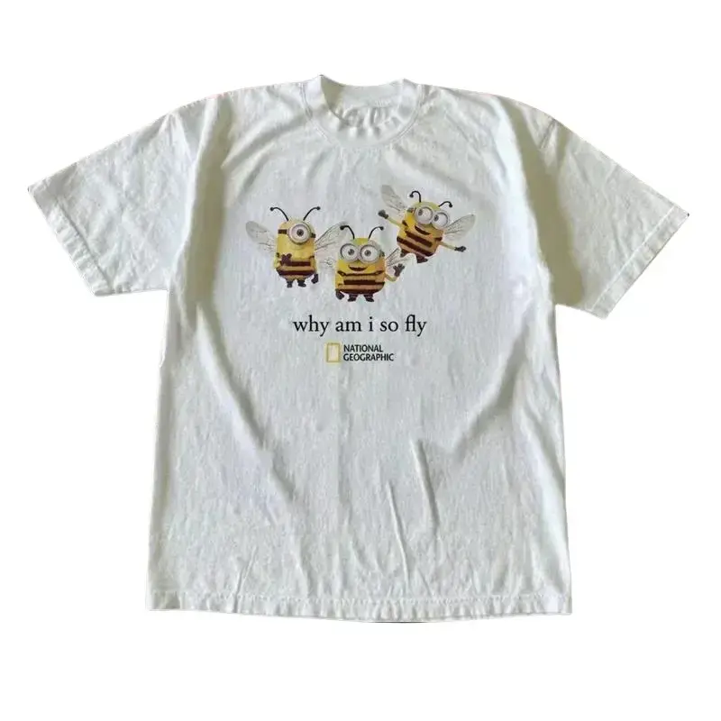 Gildan Men's And Women's T-Shirt, National Geographic Minibee Cotton T-Shirt, Animal T-Shirt, Unisex Vintage Graphic Tees Gothic Grunge Y2K Emo Scene Amity Affliction Style Clothes Men Women Streetwear Summer