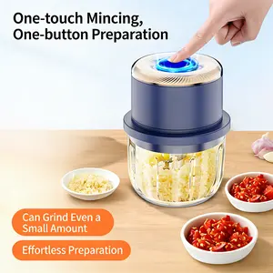 Electric Mini Garlic Chopper Wireless Portable Food Processor Type-C Rechargeable 350ML Thick Glass Bowl BPA-Free Easy Clean for Garlic Onion Vegetable Meat Nut Baby Food Prep Small Kitchen Gadget with Free Spatula