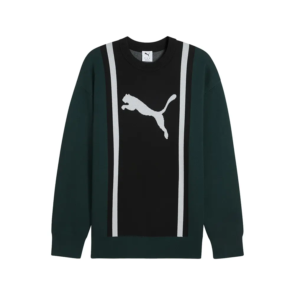 PUMA Mens Future Archive Relaxed Knitted Crew Neck Sweater Casual - Green