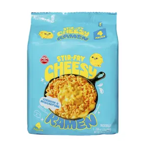 OTOKI Cheesy Ramen Stir-Fry, Cheddar & Mascarpone Flavor | Creamy & Savory Stir-Fry Korean Instant Noodles (4 Pack, 15.66oz) Cheese Ramen