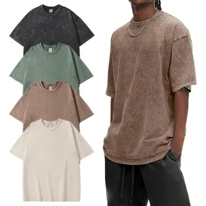 FLYGO Men's Oversized T-Shirts Heavyweight Cotton Vintage Washed Loose Fit Unisex Baggy Tee Shirts