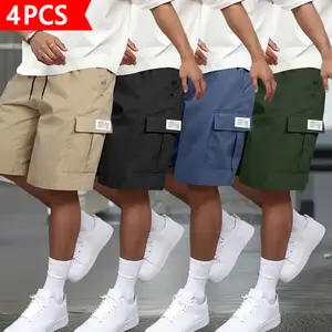 Men’s 4-Pack Cargo Shorts – Heavy-Duty & Lightweight Casual Wear | Multi-Pocket Design for Workouts, Fishing, Hiking, and Everyday Use | Essential 4-Piece Summer Set, Activewear, Loose, Athletic, Sports Clothes