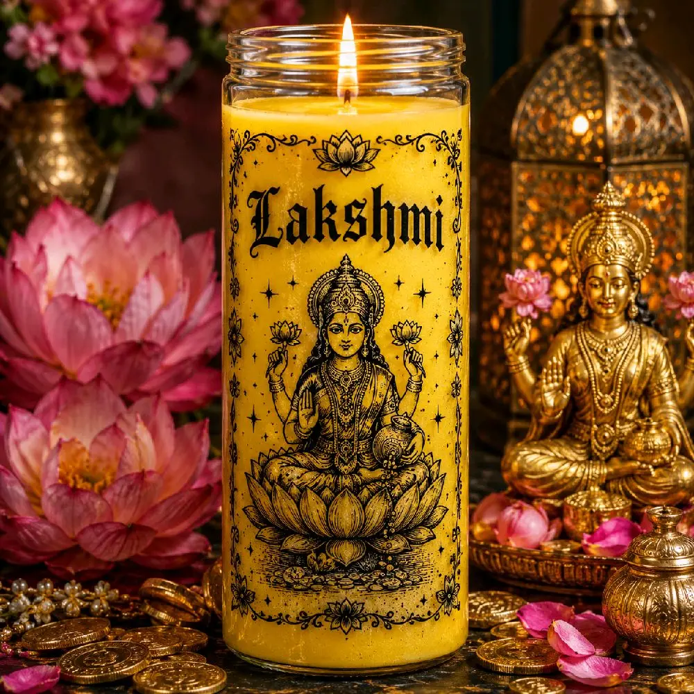 Lakshmi Candle  8in Tall Candle Unscented