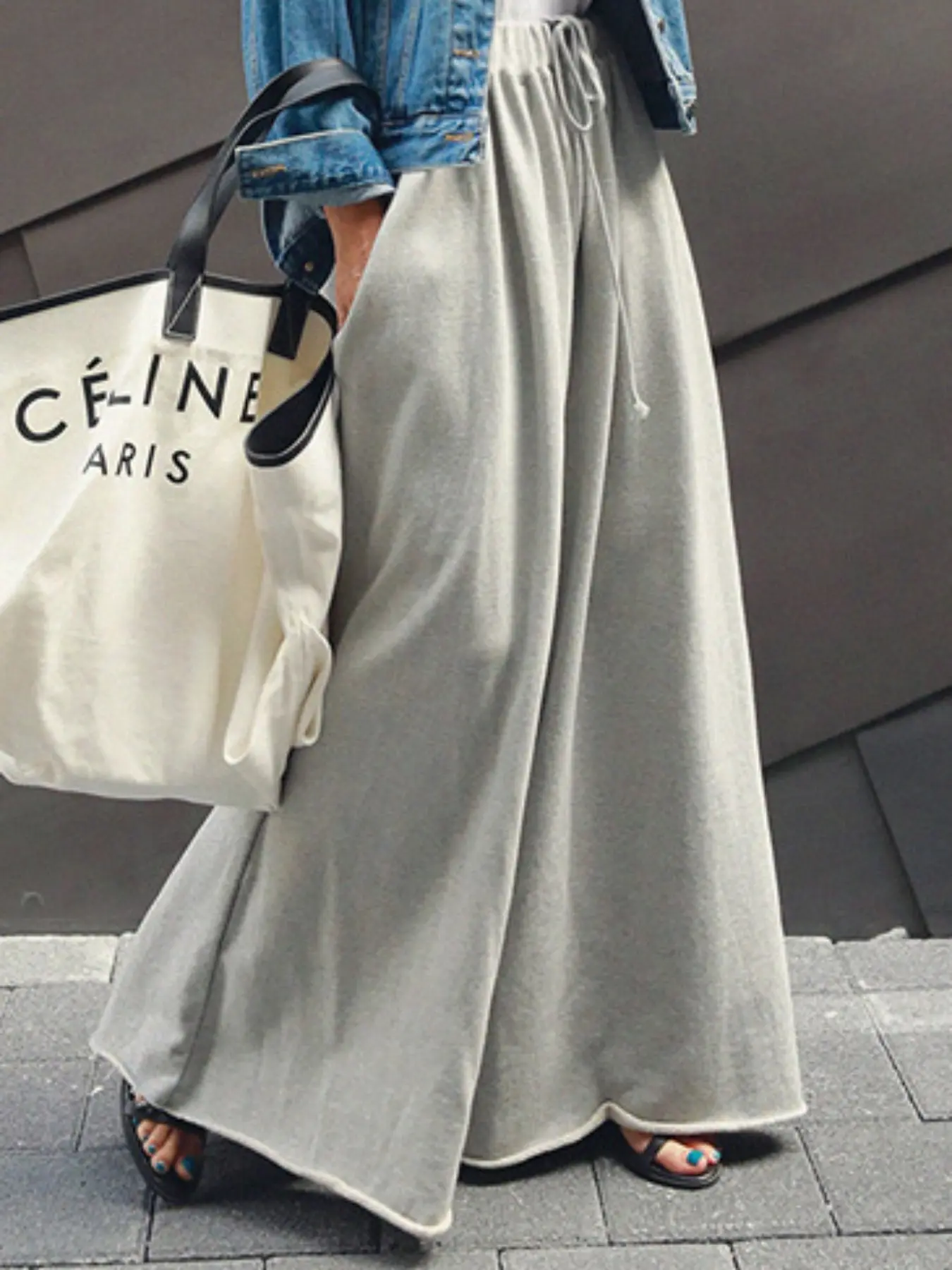 Loose Urban Wide Leg Elastic Waist Pants, Comfortable High-Waisted Long Trousers for Women, Casual Fashion Bottoms, Casual Slacks, Casual Comfy Trousers
