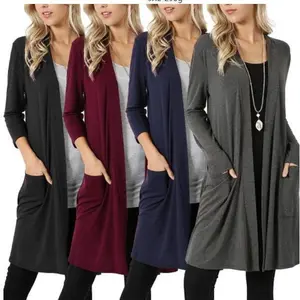 Minimalist Long Sleeve Mid-Length Cardigan for Spring and Autumn Travel Outdoor Mid-Length Cardigan