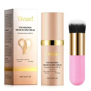 Tivlon Color Changing Lightweight Formula Foundation Liquid Concealer 30g + Makeup Brush, Matte Finish Lightweight Long-Lasting Hydrating Waterproof Sweatproof