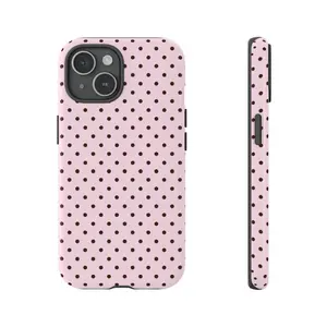 Light pink polka dots, beautiful Y2K cool girl 2-in-1 phone case with a durable, shock-absorbing, shockproof, and stylish design. Compatible with iPhone 17 16 15 14 13 12 11 Pro Max Pro Plus Samsung Galaxy S25 S24 S23 Ultra