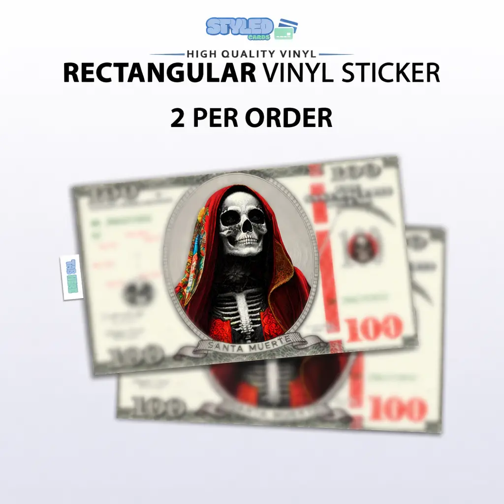 100 usa billete santa muerte rectangular vinyl sticker 100 usa billete santa muerte rectangular vinyl sticker
