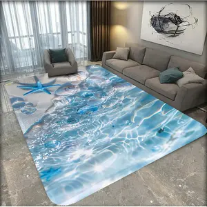 1-piece carpet with starfish seaside design, washable, anti-slip, good resilience, water-absorbent, soft. Suitable for entryways, kitchens, bathrooms, corridors, bed edges, laundry rooms, door mats, pet mats. A must-have for home decor Decorative Rug