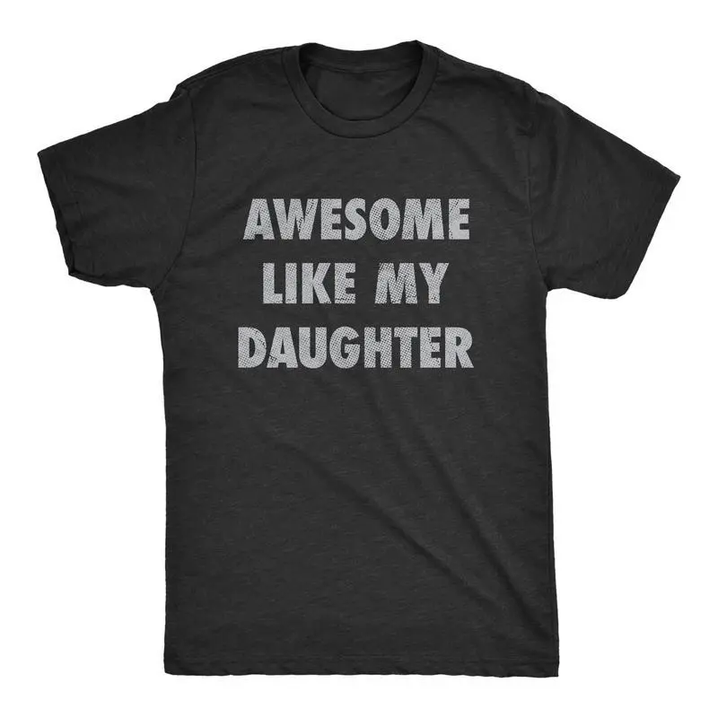 100% Cotton Men's Classic Short-Sleeve Seamless Ribbed Crew Neck Graphic Tee, Funny "Awesome Like My Daughter" Dad Joke Apparel, Soft Preppy Casual Top, Father's Day Golf Gift (Hang Dry Recommended)
