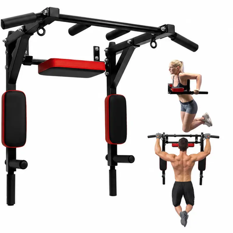Wall Mounted Pull Up Bar & Dip Station – Multi-Grip Home Gym Strength Training Equipment, Heavy-Duty Steel, 515 lb Capacity