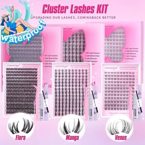 Geeneiya Lashes Waterproof DIY Lash Extension Kit, 8-18MM Wispy Lash Clusters Kit,Ultra-thin Soft Band Eyelash Extension Kit with Waterproof Lash Bond and Seal,Lash Remover,Tweezers for Girls Gift Makeup Cosmetic (Flora/ Venus/ Manga)TikTokShopBlackFriday