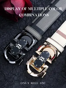 Men's Business Fashion Belt, Casual Trendy Automatic Buckle Belt, Embossed Belt Buckle, Stylish Belts, Textured Belt, Versatile Waistband for Jeans Trousers for Daily Decoration, Casual Modern Waistband