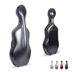 Crossrock Poly Carbon Composite Case fits for 4/4 Size Cello with Backpack and Wheels in Black