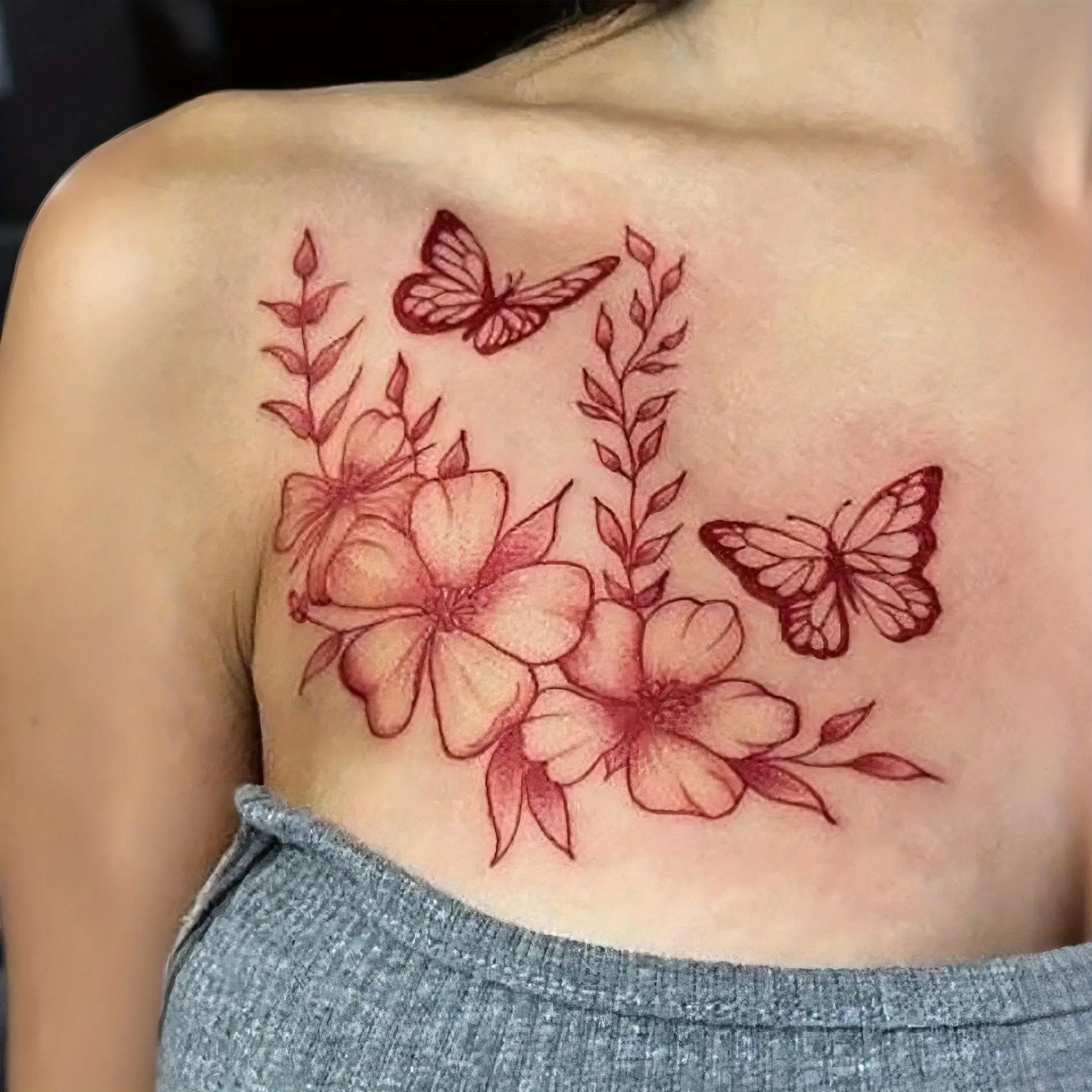 1 Sheet Butterfly Flower Temporary Tattoo Stickers, Aesthetic Tattoo Merch, Ephemeral Tattoos, Waterproof Fake Tattoos, Body Fake Tattoos Last for 2-5 Days, Suitable for Women or Men, Cover Scars, for Arms, Wrists, Shoulders, Legs, Waist, Neck, Hands