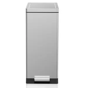 Kitchen Trash Can with Lid Slim Garbage Can Heavy-Duty Brushed Stainless Steel Waste Bin for Home Office Bathroom Bedroom Fingerprint Resistant,12 Gallon/45L
