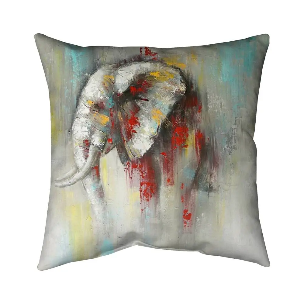 Begin Home Decor 5541-1616-AN50 16 x 16 in. Abstract Elephant Red Pillow - African Bedroom Decor