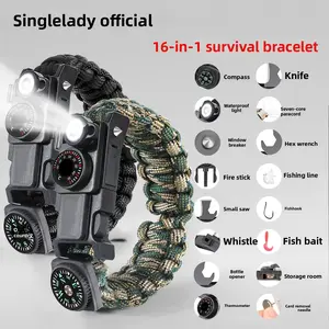 Outdoor survival bracelet, survival wristband, multifunctional self-defense equipment, paracord 13-in-1 woven outdoor survival tool outdoorfun