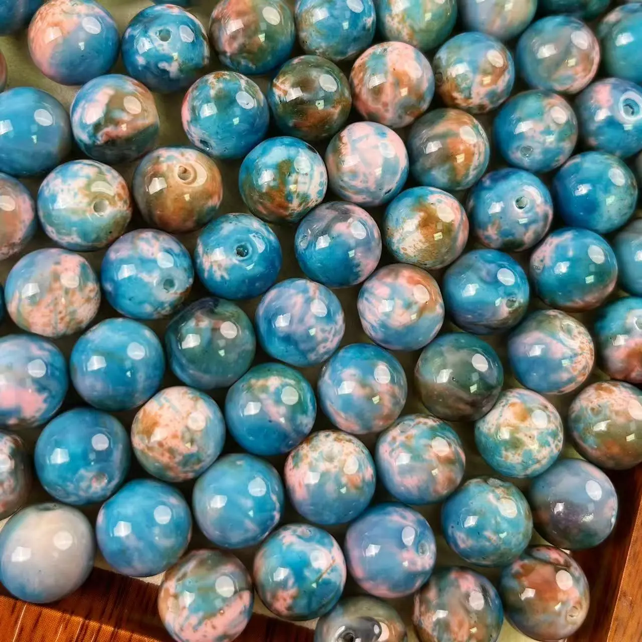 【DIY13】12mm Blue Oil Painting Glass Bead 50ml