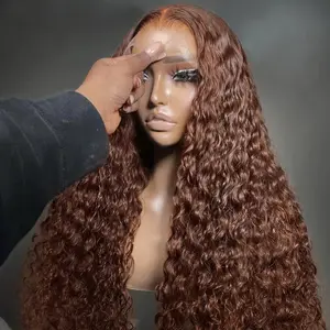 Chocolate Brown #4 Deep Wave Wigs Human Hair Colored 13×4 Lace Front Human Hair Wig 180% Density    Deep Curly 13x6 Lace Frontal Wigs For Women