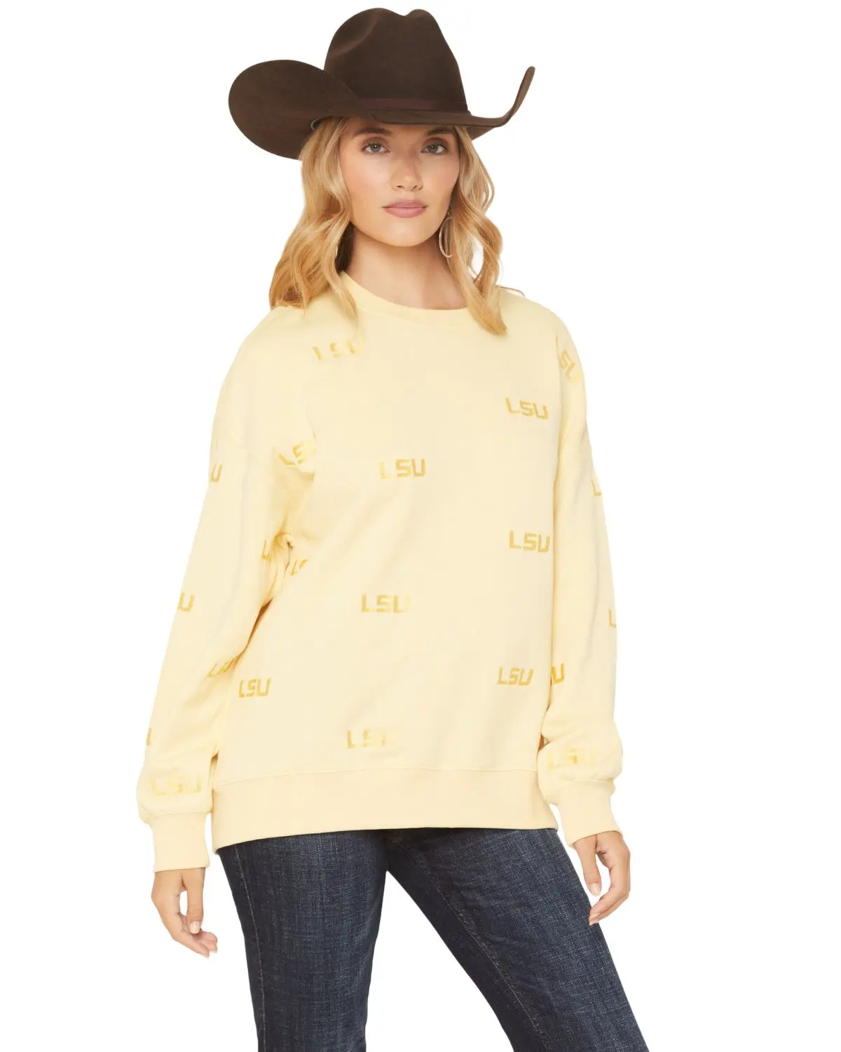Gameday Women's Women'S Lsu Embroidered Crewneck - Lsu1-Rittrept-Ltr440