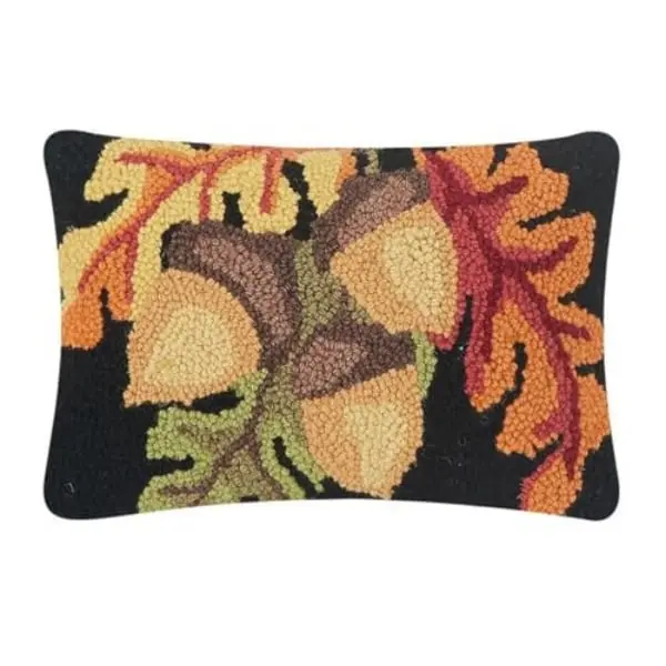 Peking Handicraft 31GY1928C12OB 8x12 in David Price Acorn with Leaves Hook Pillow, Multi-Color, for Room Decor, House Decor