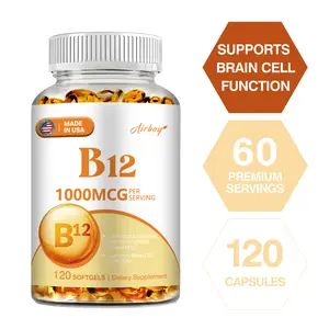 Vitamin B12 Capsules Dietary Supplement, Gluten Free, Non-GMO 120 Capsules/Bottle