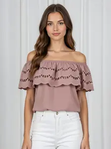 Off Shoulder Crochet Elastic tube top