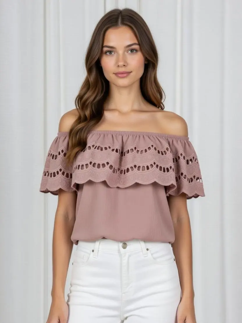 Off Shoulder Crochet Elastic tube top