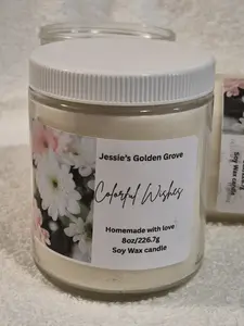 Colorful Wishes 8oz 100% Soy wax candle with fragrance no dye color