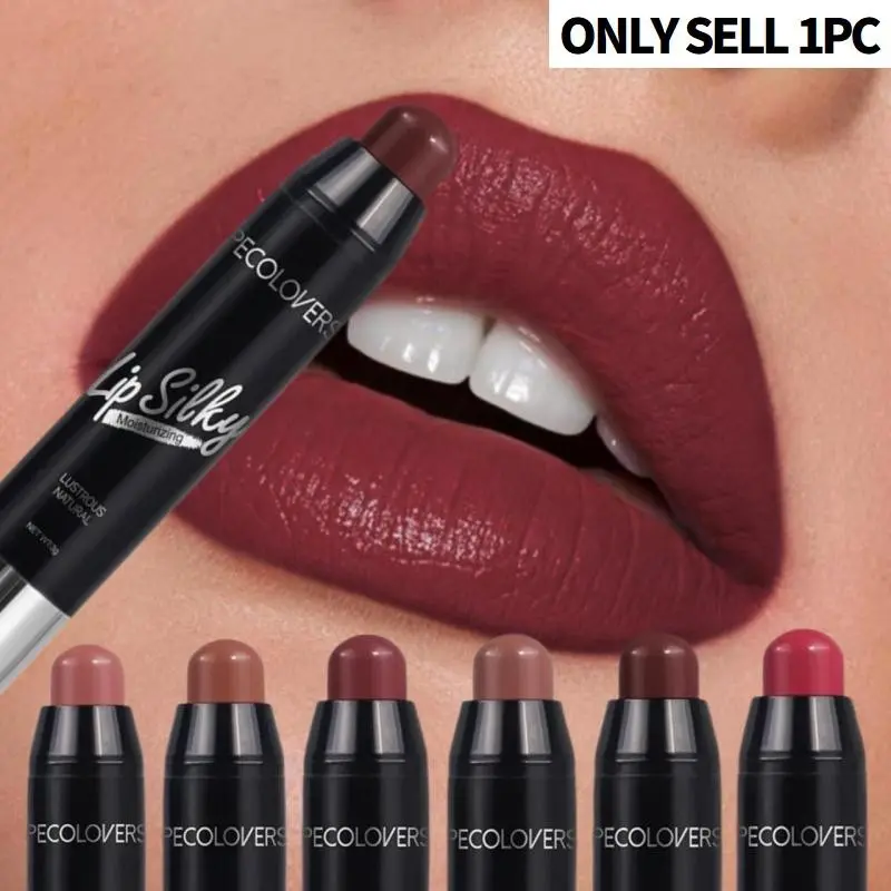 1 Count Lip Silky Crayon Lipstick - Lipgloss, Makeup, Lip Cosmetic, Mixed Color Tones, Natural Effect, Universal for All Skin Types, Moisturizing Hydrating Velvet Formula, Dewy Glossy Finish Lip Color - Gift Ready