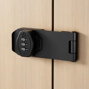 Keyless 3-Digit Password Combination Cabinet Lock, Twist Knob Hasp Latch Lock for Wooden Drawer Cupboard, Black 4 inch