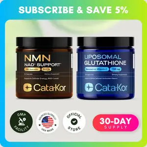 Cata-Kor Energy & Defense DUO - NMN 1,000 mg, Liposomal Glutathione 500 mg, Vitamin C, TMG, Resveratrol