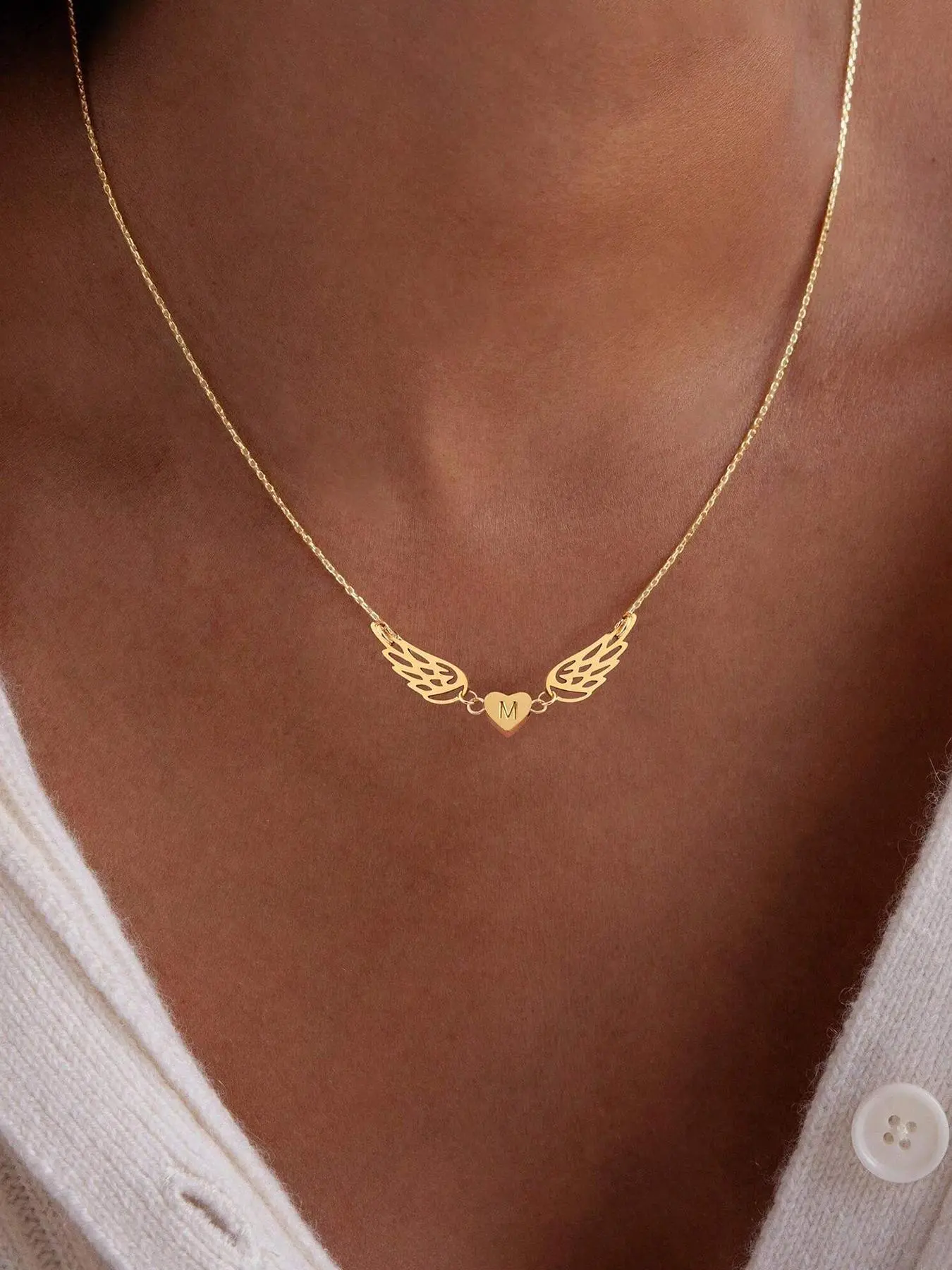 Women's Letter & Angel Wing Design Pendant Necklace, Angel Wings Necklace, Stainless Steel Jewelry for Party, Daily Clothing Decor, Trendy All-match & Exquisite Jewelry for Birthday Gift, Fashion Necklace