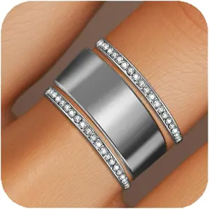 2-Pack Golden Stacking Rings for Ring Gen 4/Gen 3, Cubic Zirconia Simulated oura ring stack Diamond Rings for Women