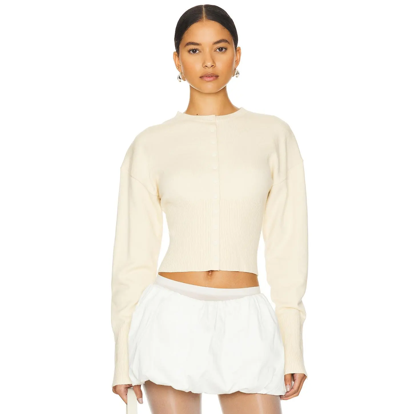 LIONESS Head in The Clouds Cardigan in Ivory