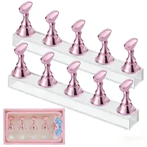 Pink Magnetic Nail Art Stand – Reusable Practice Holder with Double-Sided Adhesive for Gel, Acrylic & DIY Nail Design