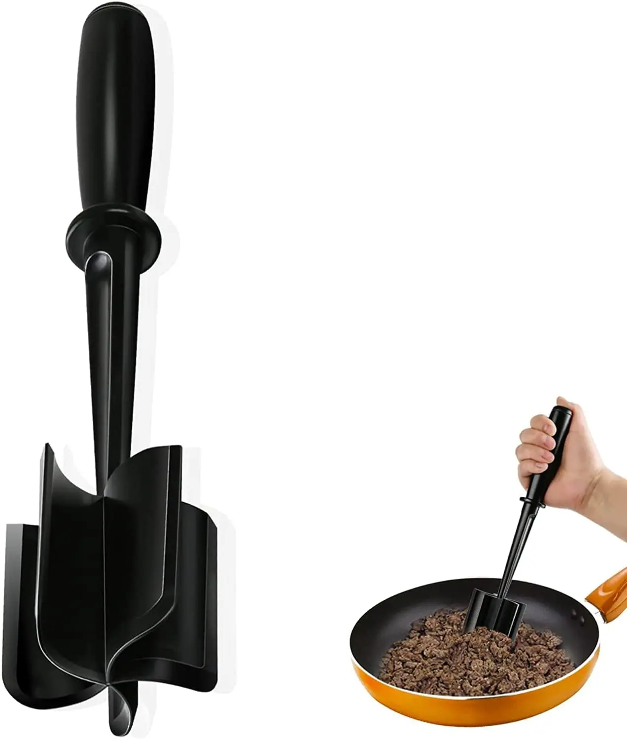 Meat Chopper, Hamburger Chopper, Potato Masher-Professional Multifunctional Heat Resistant Nylon Ground Beef Smasher Kitchen Tools and Gadgets, Safe for Non-Stick Cookware